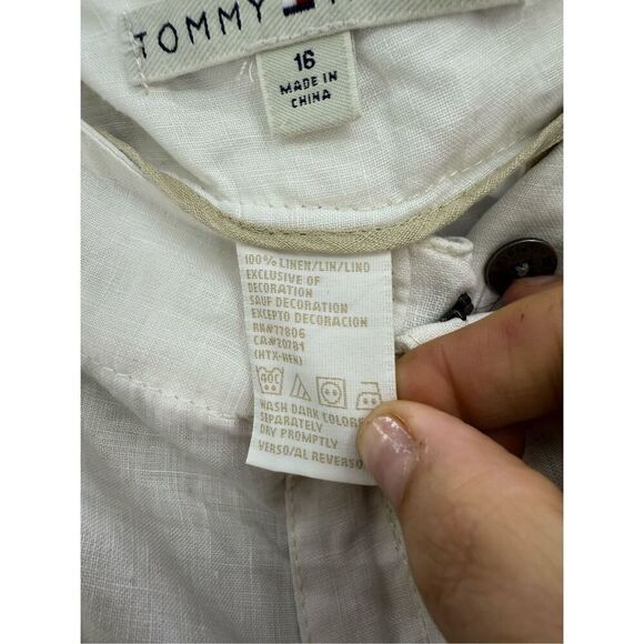 Tommy Hilfiger Y2K Womens White Linen Straight Zip Leg Cargo Pants Size 16 - Picture 11 of 12